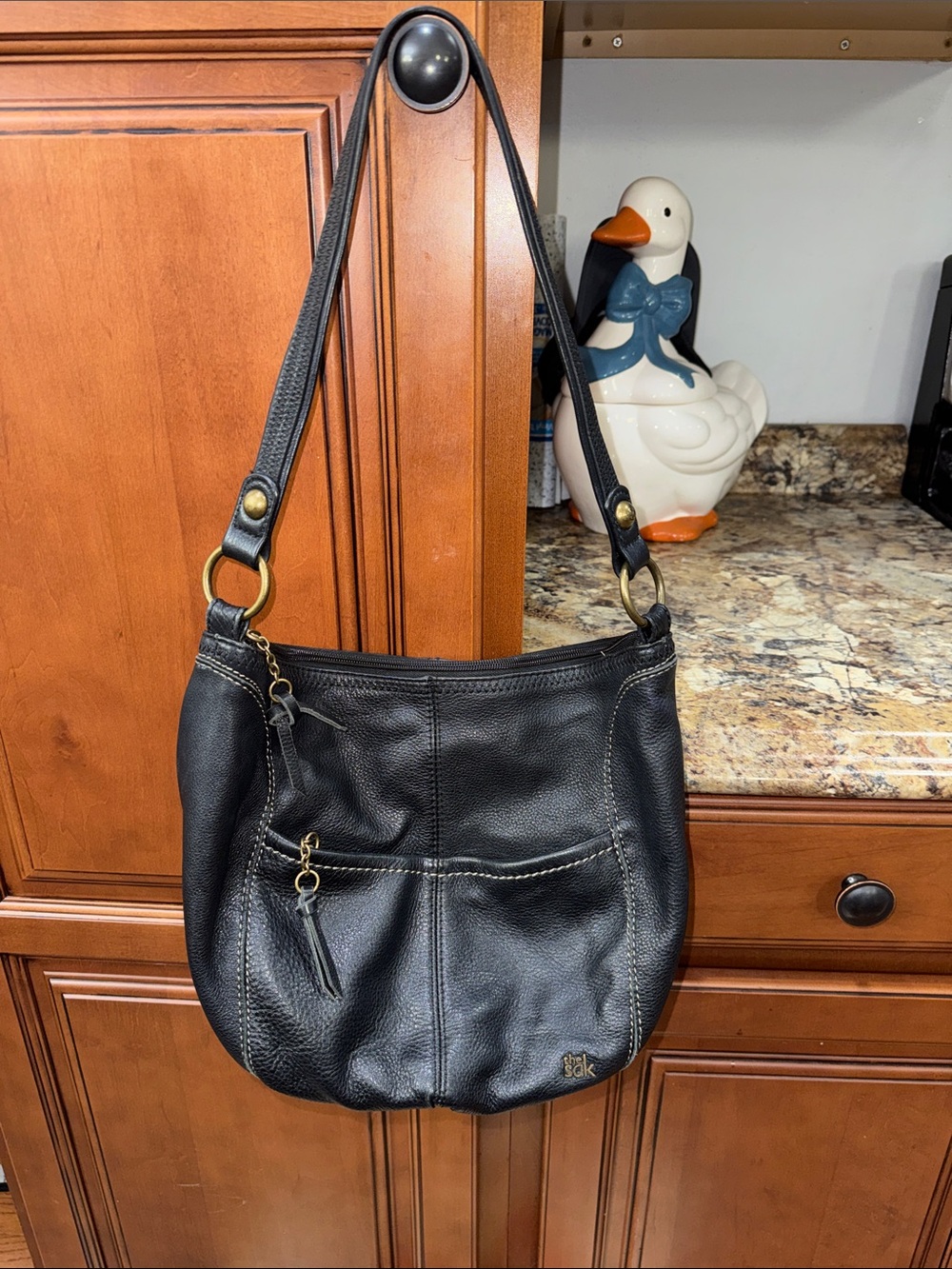 Vintage The Sak Black Pebbled Leather Shoulder Bag
